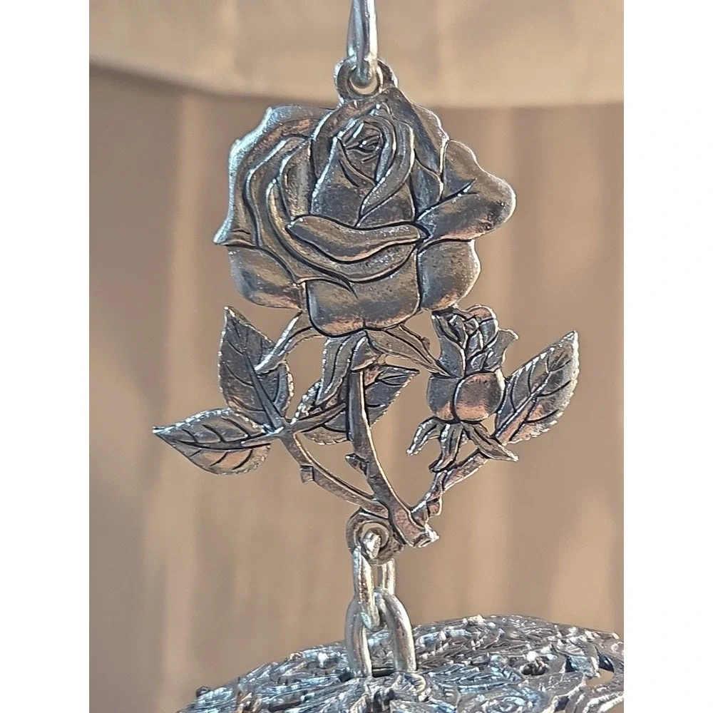 Peaceful Melodic Whispering Winds Fine‎ Pewter Rose 14in Excel Condition
